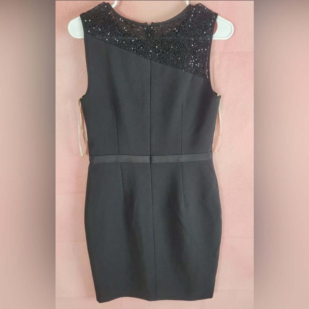Halston Heritage Midi Dress in Sequin Size 4 Black Cocktail
